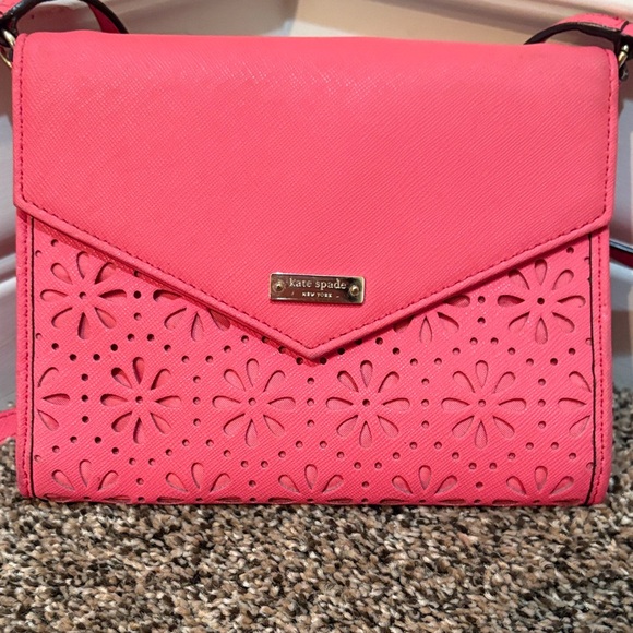 EUC Kate Spade Coral Floral Crossbody Bag - Picture 2 of 10